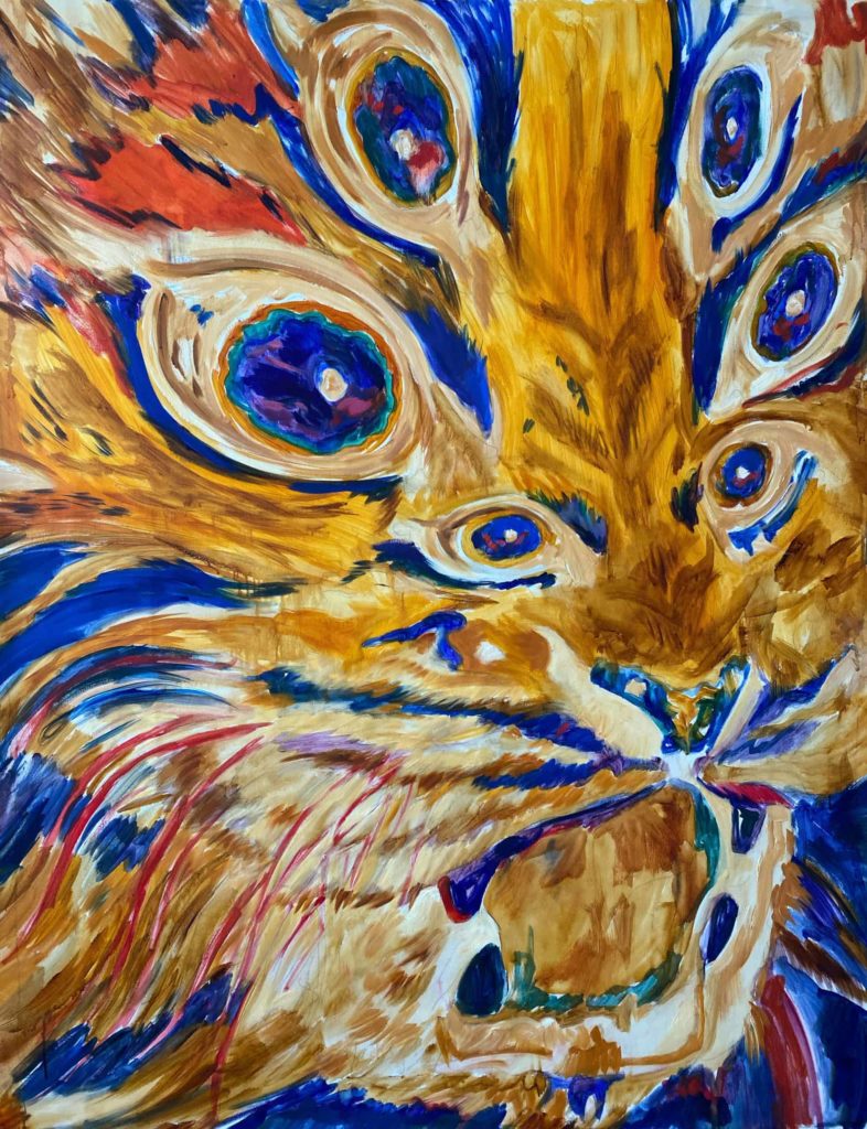 Painting of a cat by artist Darya Prosuntsova