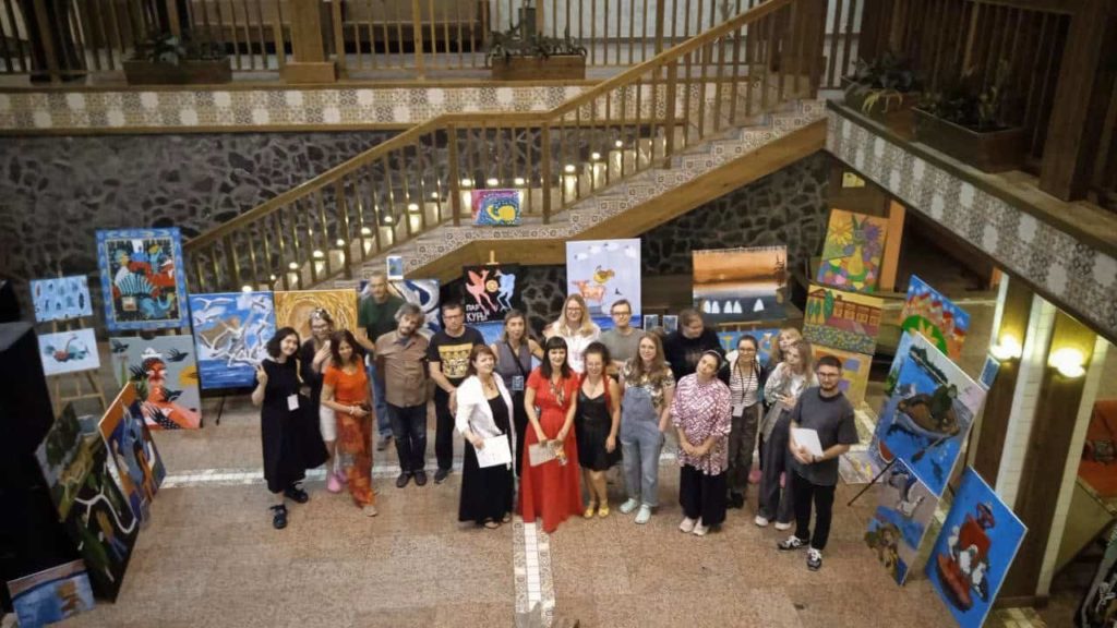 Participants of the art residency on the banks of the Volga