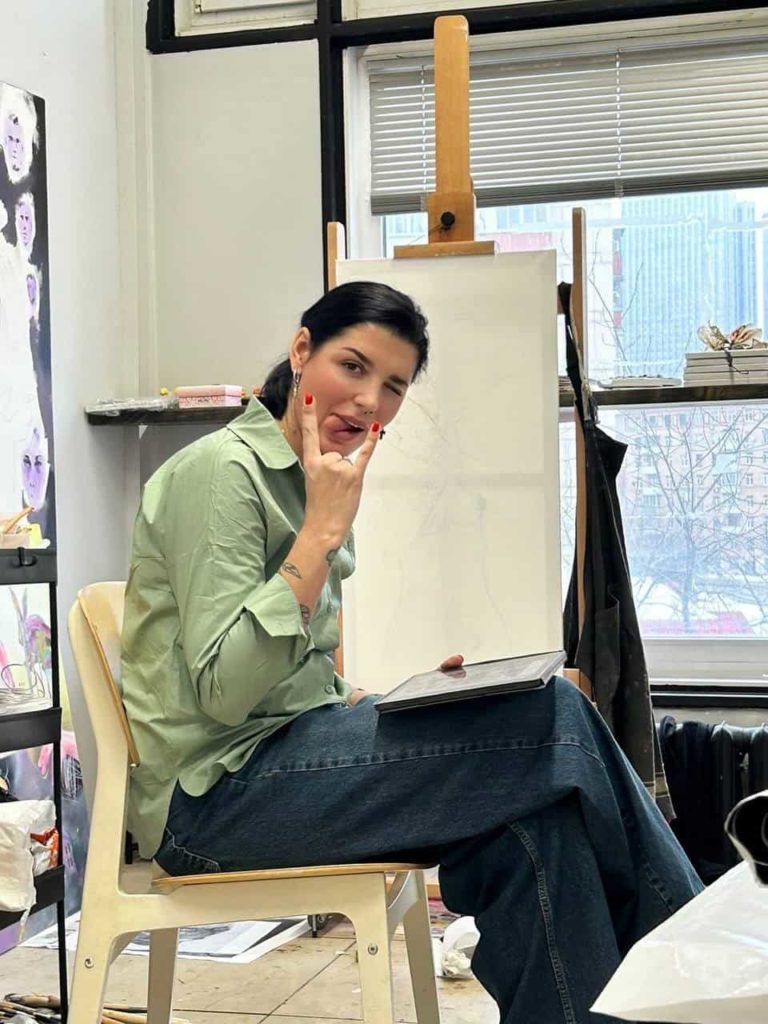 Artist Kristina Purshina in her studio