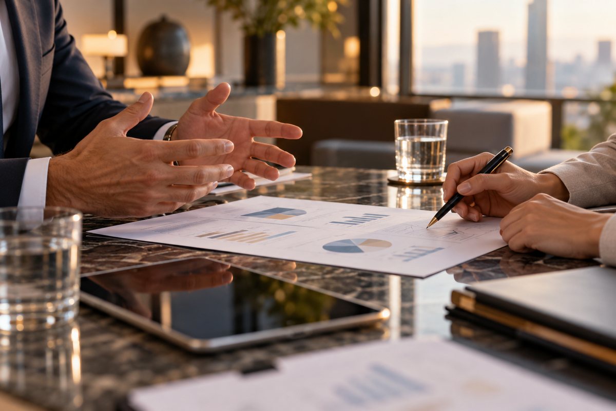 A negotiation at the table: discussing terms over a proposal