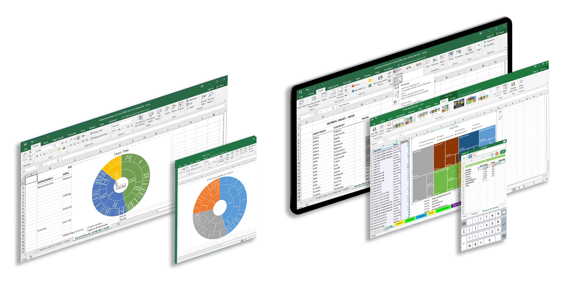 The Excel and Google Sheets interface with dashboards